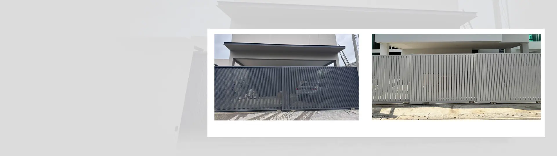 ติดตั้งประตูรั้ว <br>รั้วสีเทาซาฮาร่า รั้วสีอบขาว